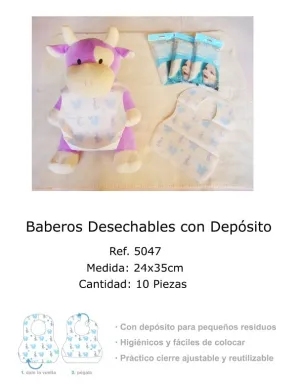 Pack 10 Baberos Desechable Con Deposito