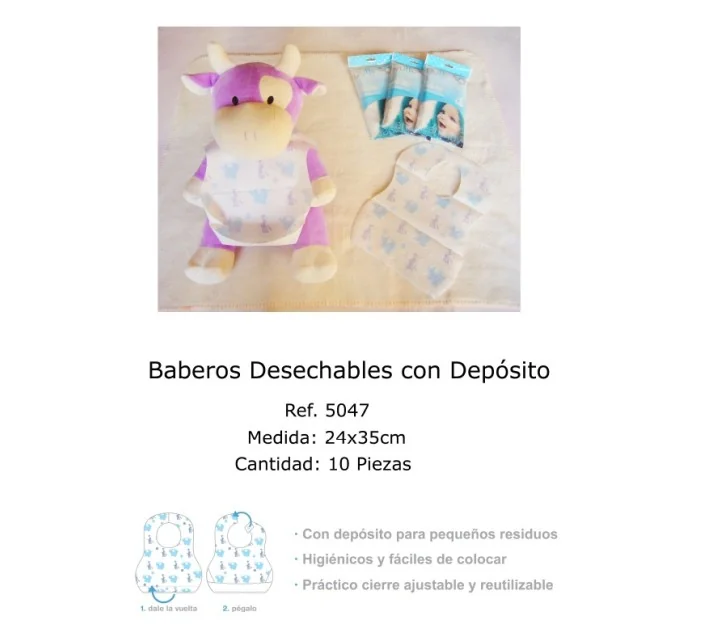 Pack 10 Baberos Desechable Con Deposito