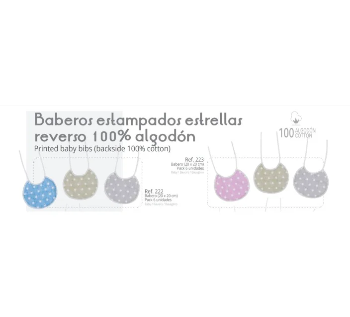 Babero Estampado Bebe Estrellas 20x20