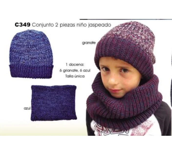 Conj 2 Pzas Gorro+Buff Niño Jaspeado