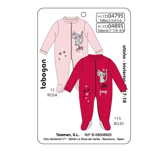 Pijama Infantil M/Larga Niña Corel Bord