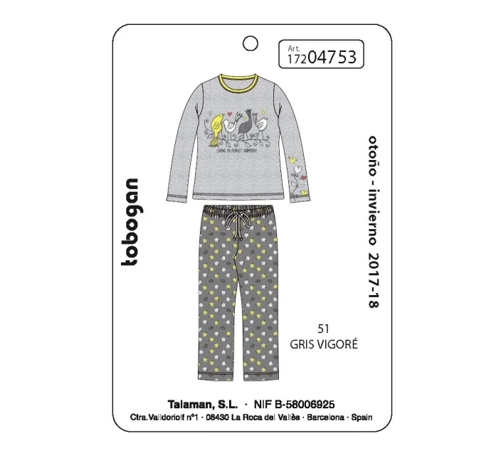 Pijama Infantil Niña M/Larga Interlock