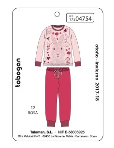 Pijama Infantil Niña Interlock M/Larga