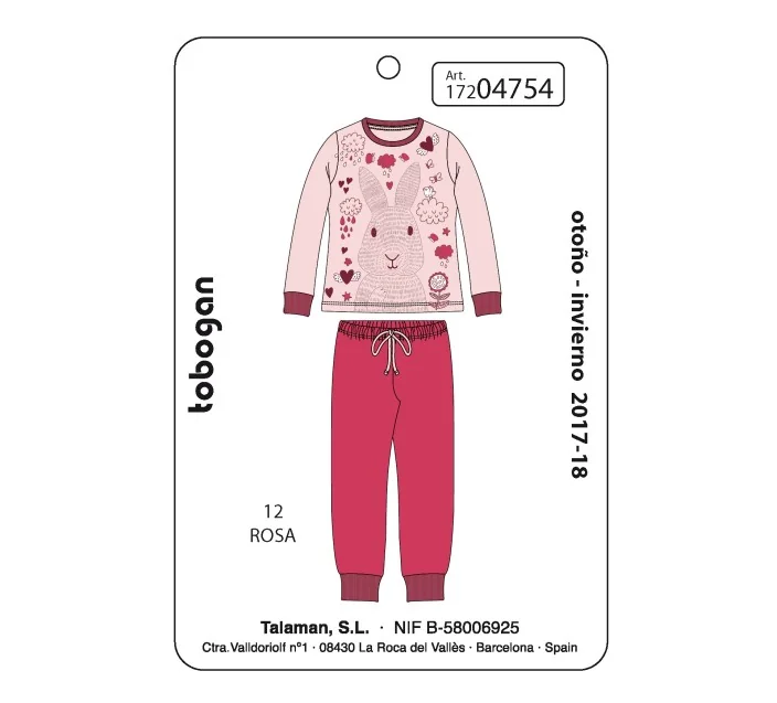 Pijama Infantil Niña Interlock M/Larga