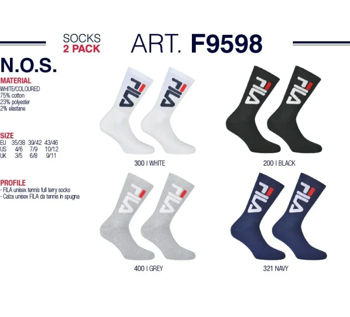 Pack 2 Calcetines Fila Logo Grande Rizo