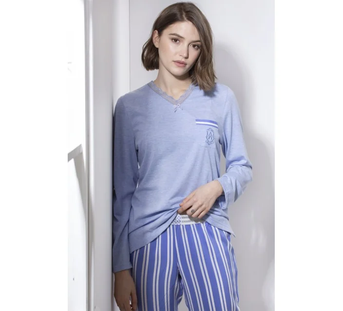 Pijama Sra M/L Admas Elegant Stripes