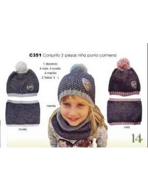 Conj  Niña 2 Piezas Gorro+Cuello Colmena