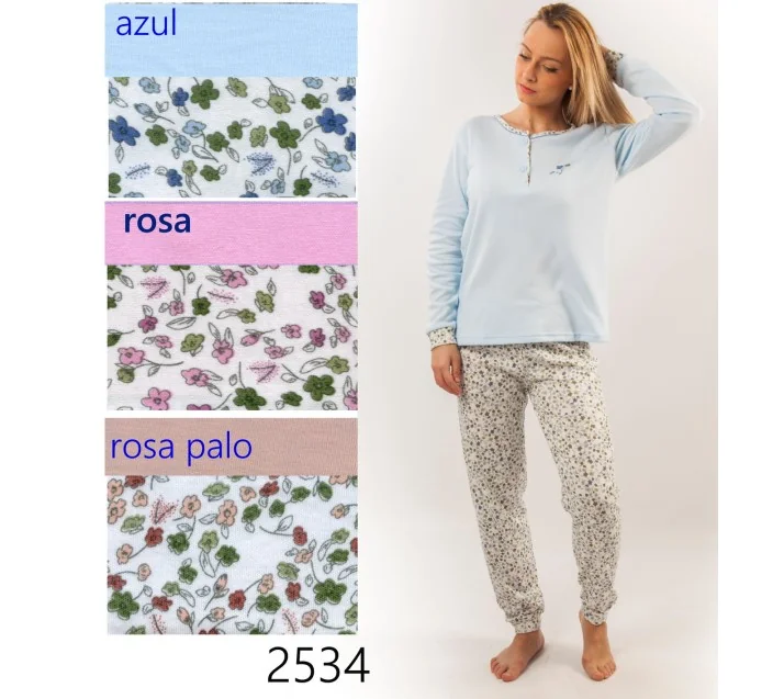 Pijama Sra M/Larga Tapeta Florecitas