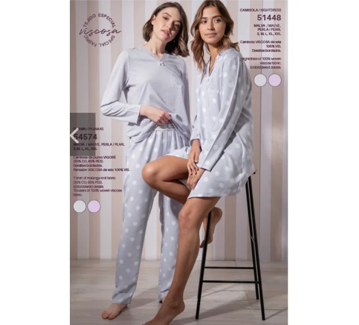 Pijama Sra M/L Admas Classic Dots