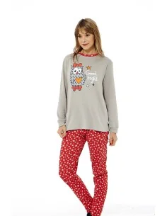 Pijama Sra M/L 100%Algodon Buhos