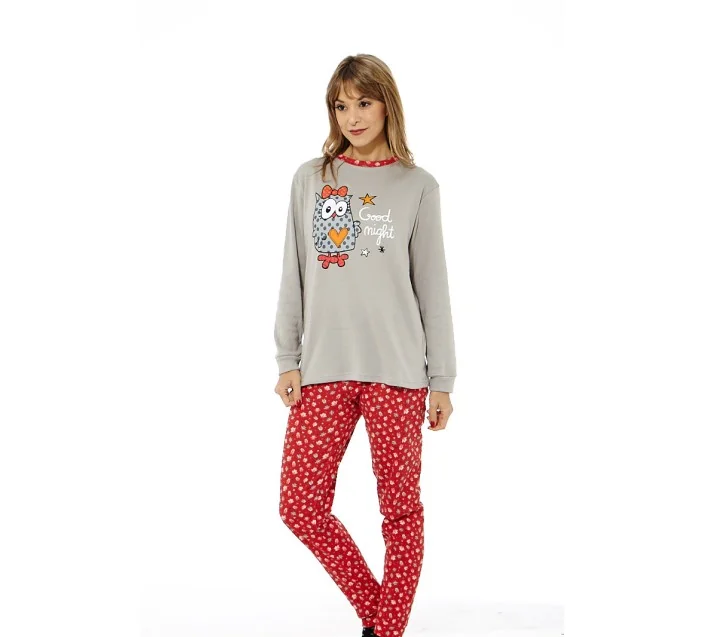 Pijama Sra M/L 100%Algodon Buhos