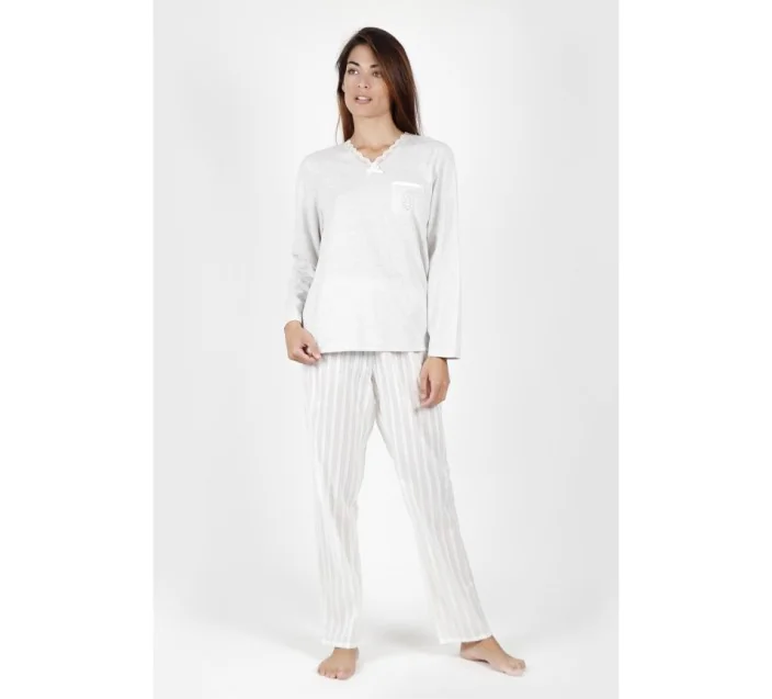 Pijama Sra M/L Admas Luxe Stripes