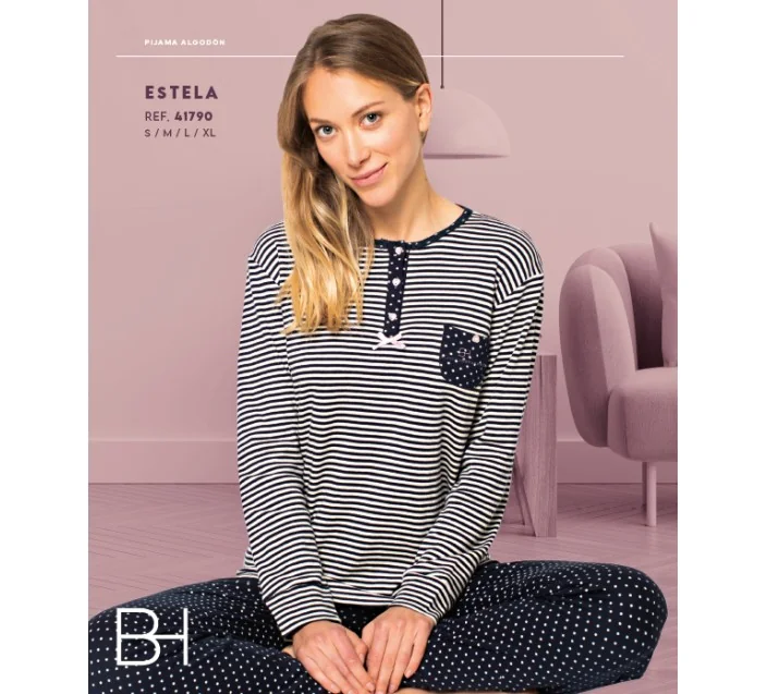 Pijama Sra M/Larga Interlock Estela