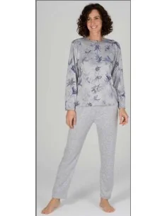 Pijama Sra M/L Punto Estampado Flor