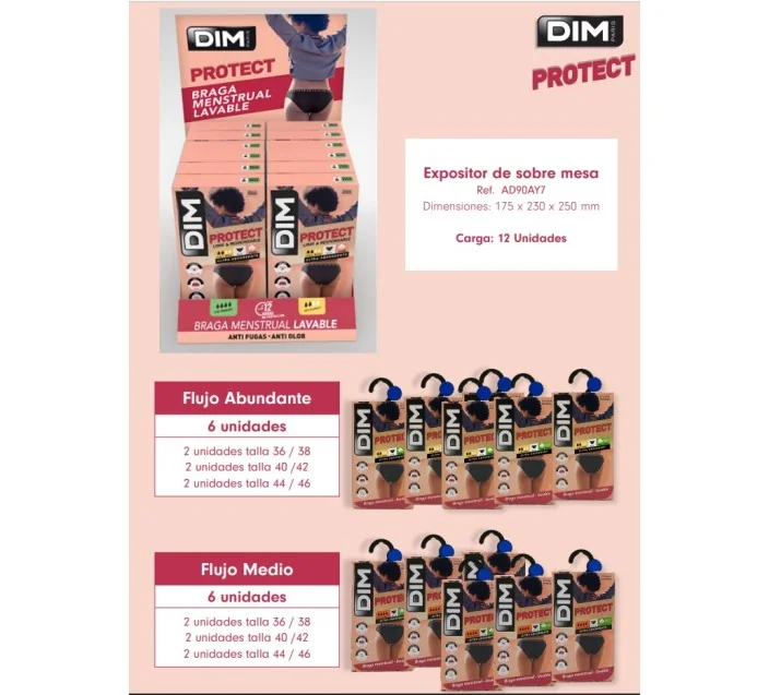 Pack 12 Braguitas Menstruales Dim Protect