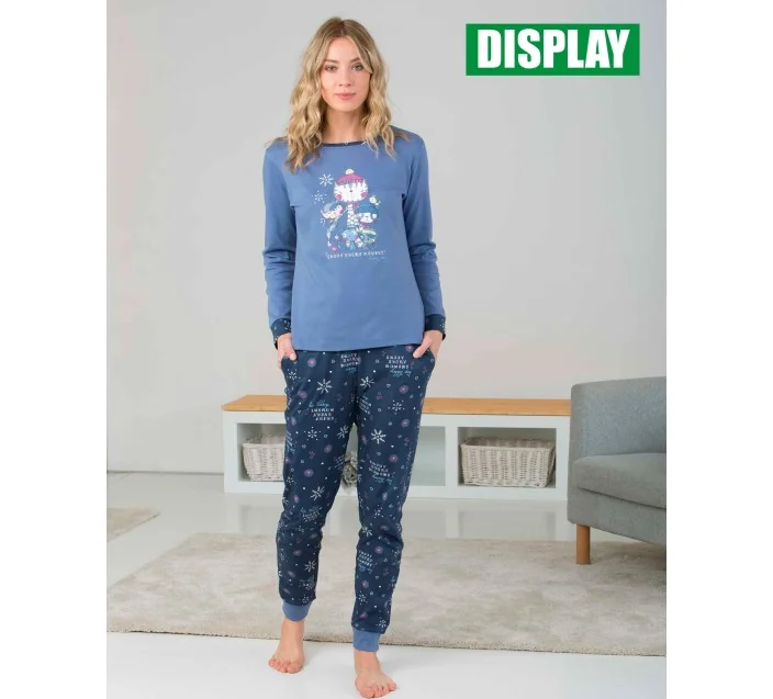 Pijama Sra M/Larga 100% Cotton Gatos