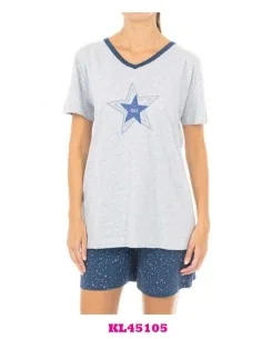 Pijama Sra Blue Stars M/C Algodon