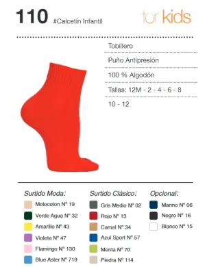 Calcetin Junior Tobillero 100% Algodon