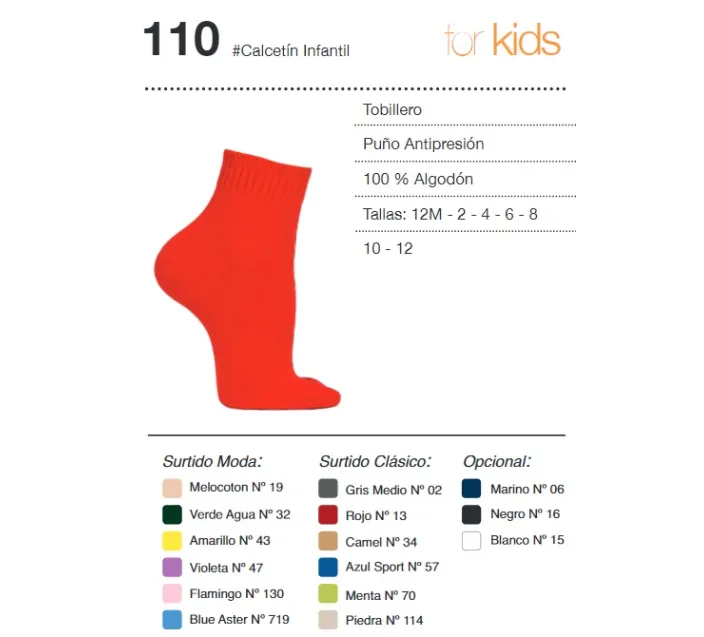 Calcetin Junior Tobillero 100% Algodon