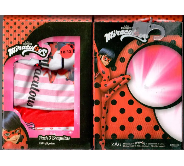 Pack 3 Braguitas Niña Ladybug