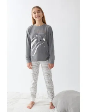 Pijama Niña M/L Interlock Lookfor Gris